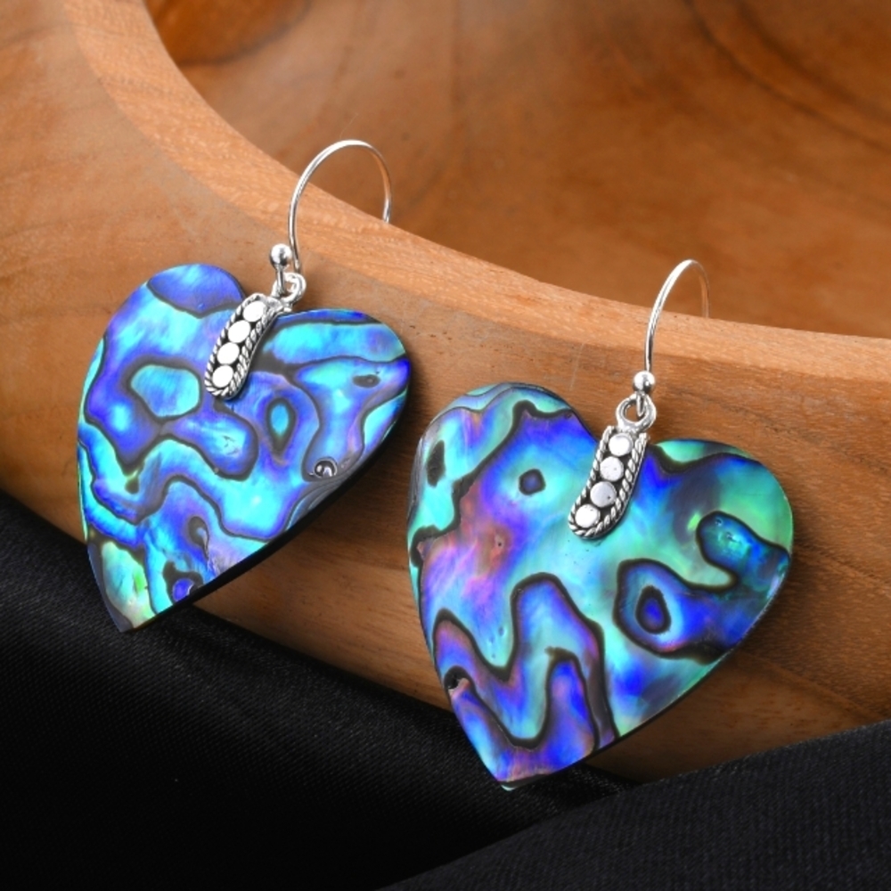 ❤️ Artisan Created Abalone Shell Earrings in Sterling Silver - Picture 3 of 5